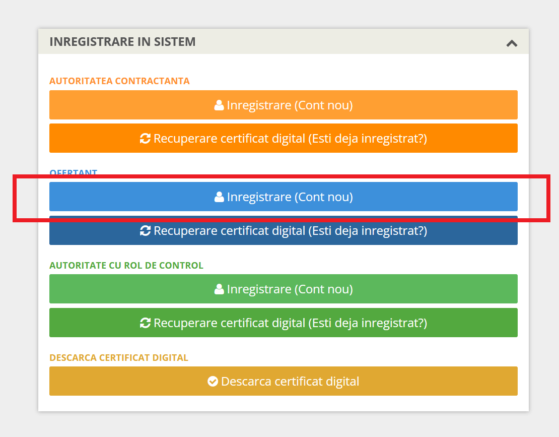 Deschide înregistrarea ofertantului
